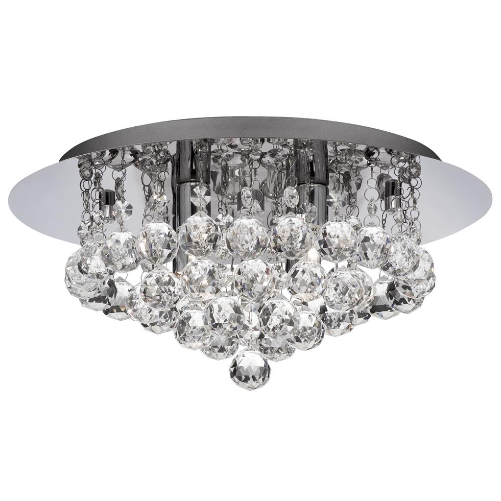 Searchlight 3404-4CC Hanna 4Lt Flush Ceiling Light - Chrome & Clear Crystal