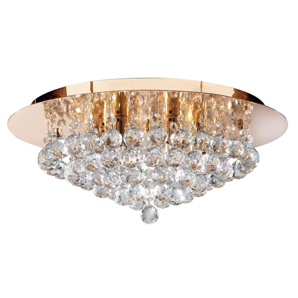 Searchlight 3406-6GO Hanna 6Lt Flush Ceiling Light - Gold & Clear Crystal