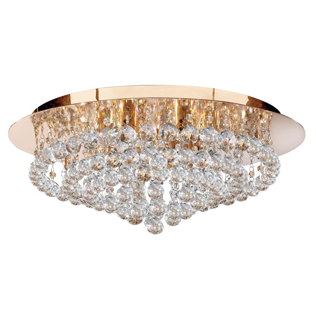 Searchlight 3408-8GO Hanna 8Lt Flush Ceiling Light - Gold & Clear Crystal