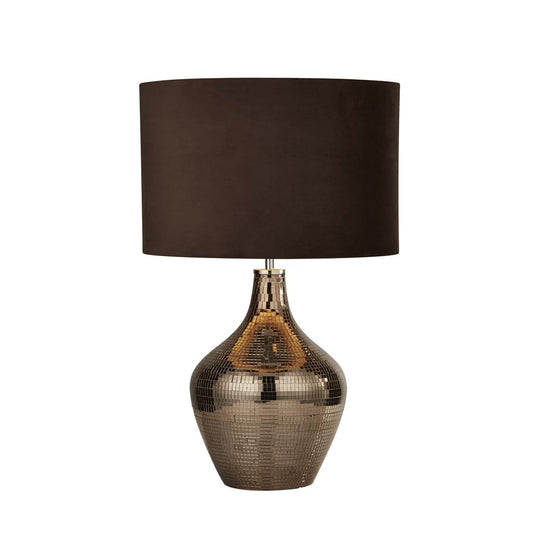 Searchlight 3847SM Disco Table Lamp - Ceramic Mosaic & Suede Shade RRP £149.00