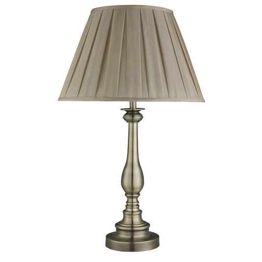 Searchlight 4023AB Flemish Table Lamp - Antique Brass Spindle & Pleated Shade
