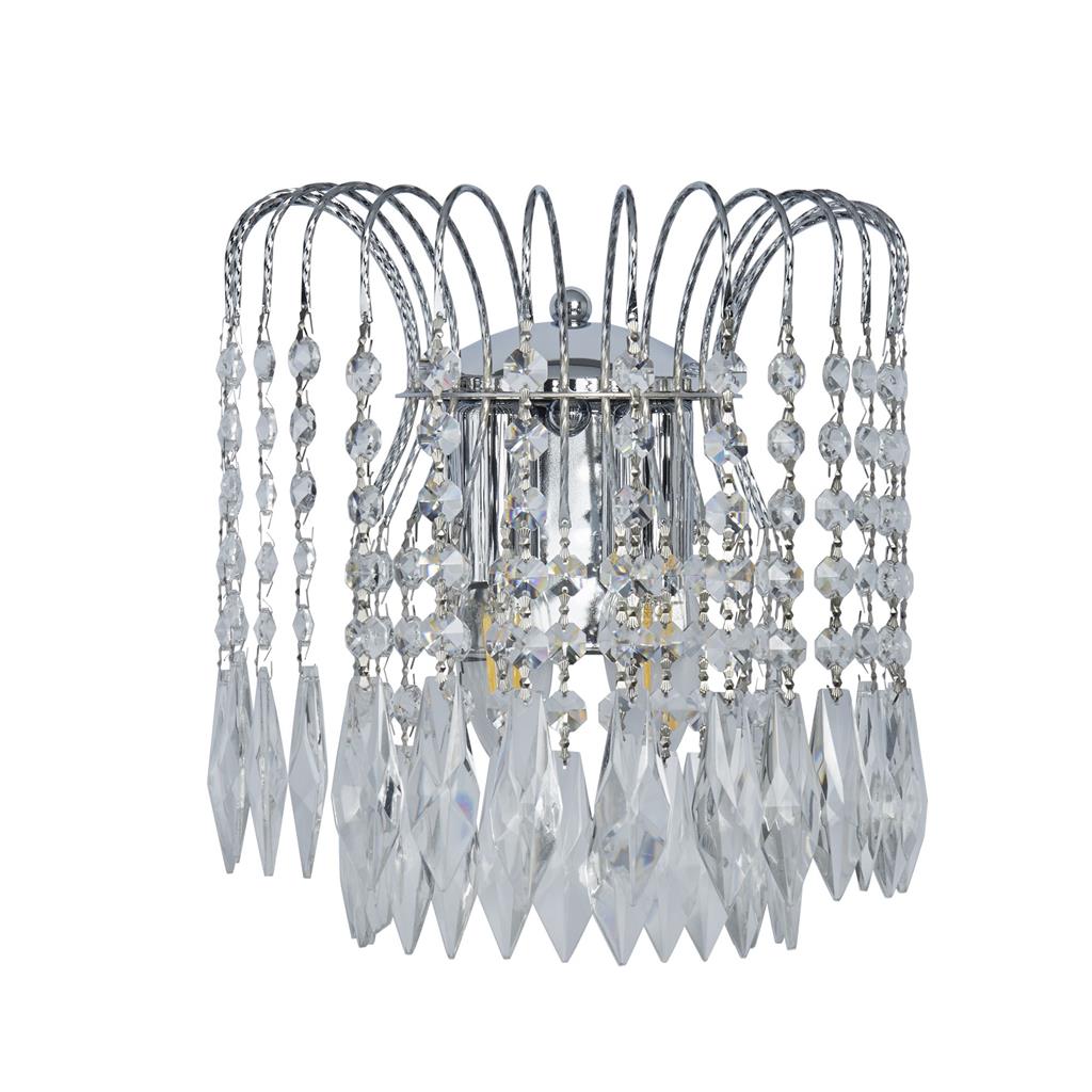 Searchlight 4172-2 Waterfall - 2 Light Wall Bracket Chrome Clear Crystal RRP £115.00