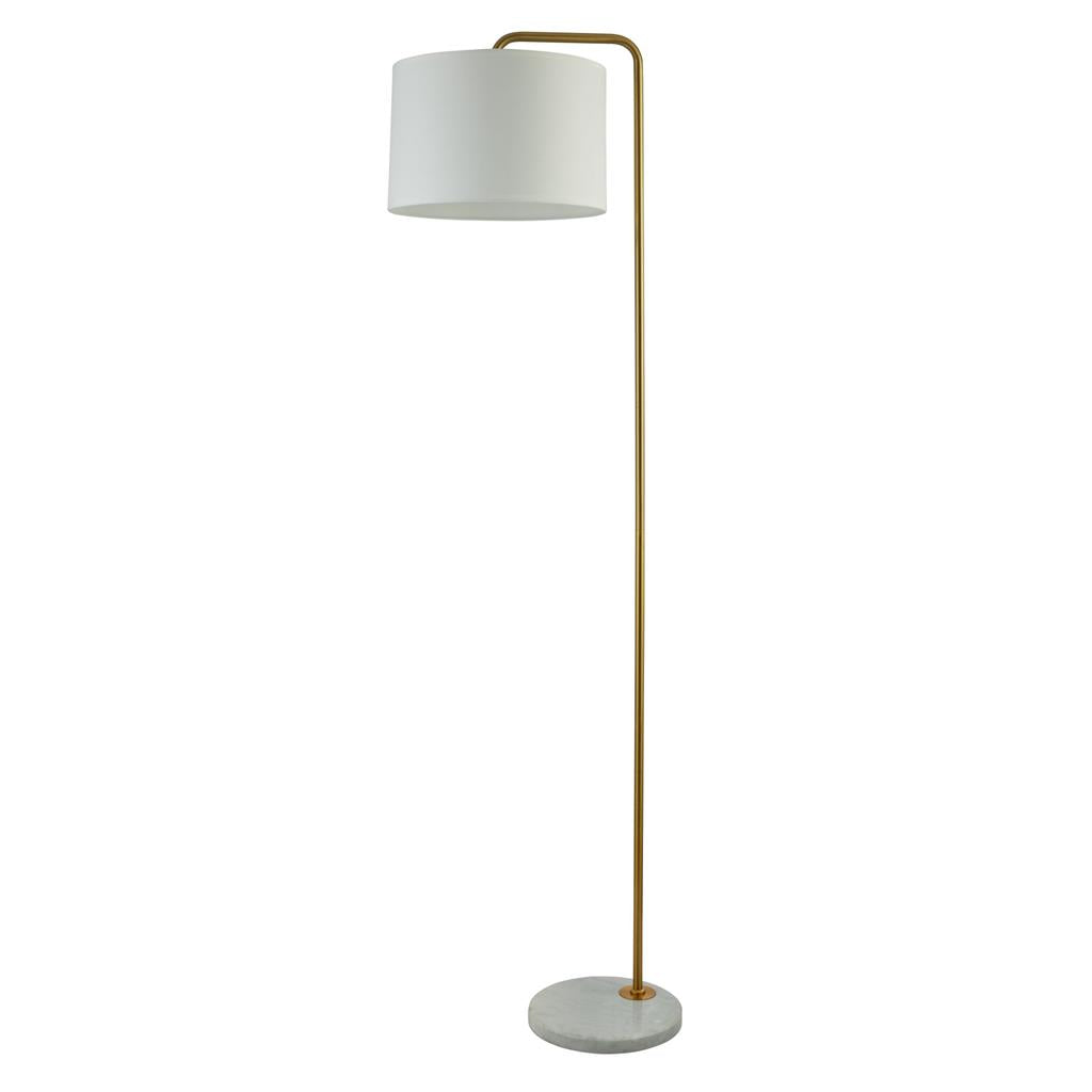 5024GO Gallow Floor Lamp - Gold Metal, Marble Base & Fabric Shade RRP £170.00