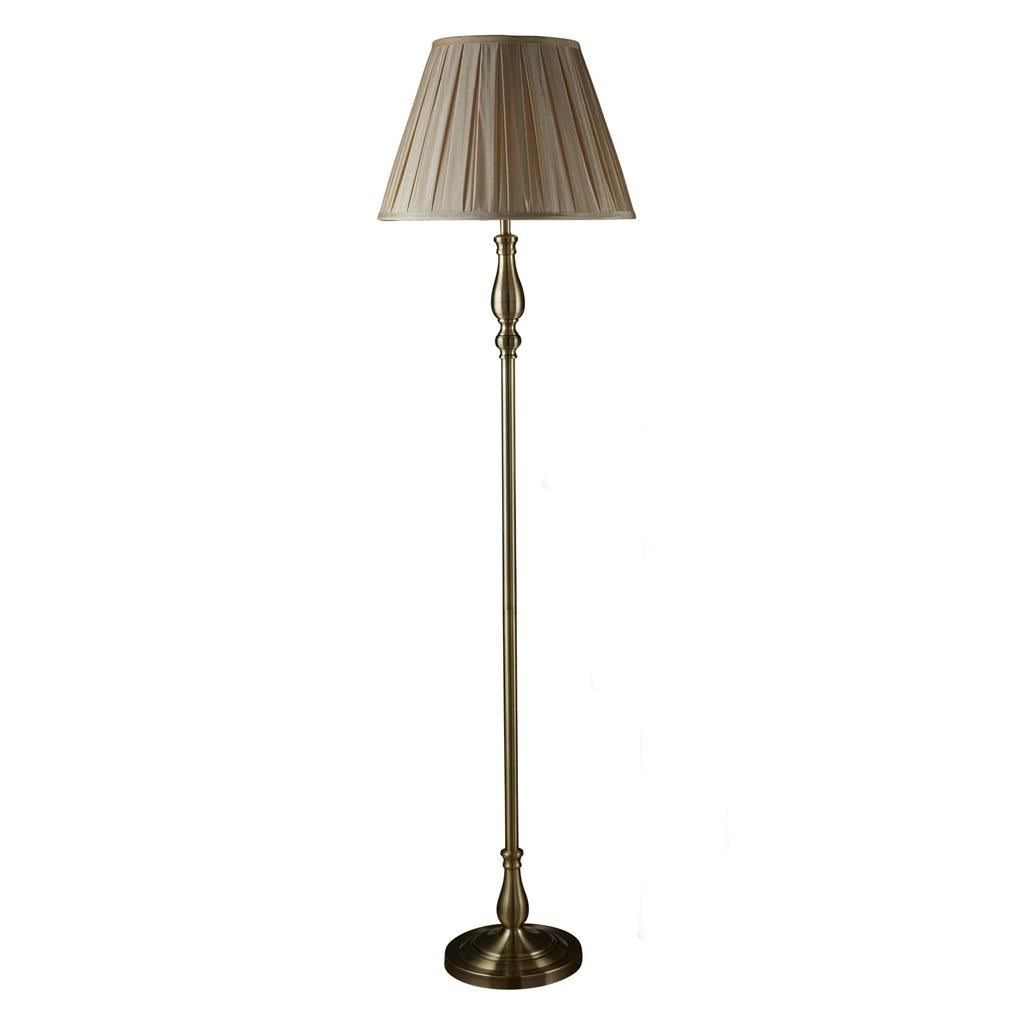 Searchlight 5029AB Flemish Floor Lamp - Antique Brass & Mink Pleated Shade RRP £179.00