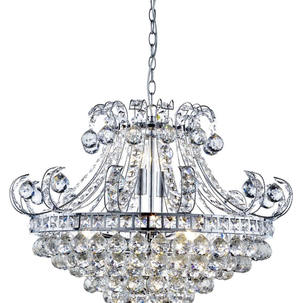 Searchlight 5046-6CC Bloomsbury 6Lt Tiered Chandelier - Chrome, Clear Crystal RRP £1,009.00