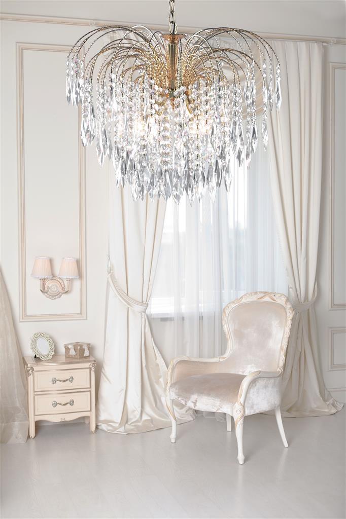Searchlight 5175-5 Waterfall - 5 Light Ceiling Gold Clear Crystal RRP £499