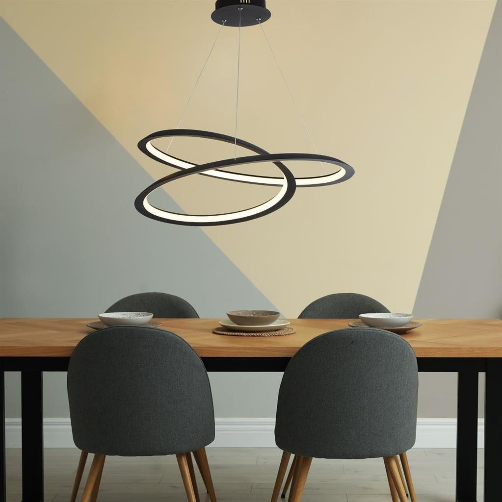 518711BK Swirl II LED Ceiling Pendant - Sand Black & Opal RRP £319.00