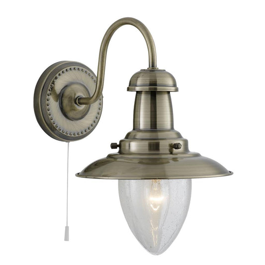 53311AB Fisherman II Wall Light - Antique Brass & Seeded Glass RRP £79.00