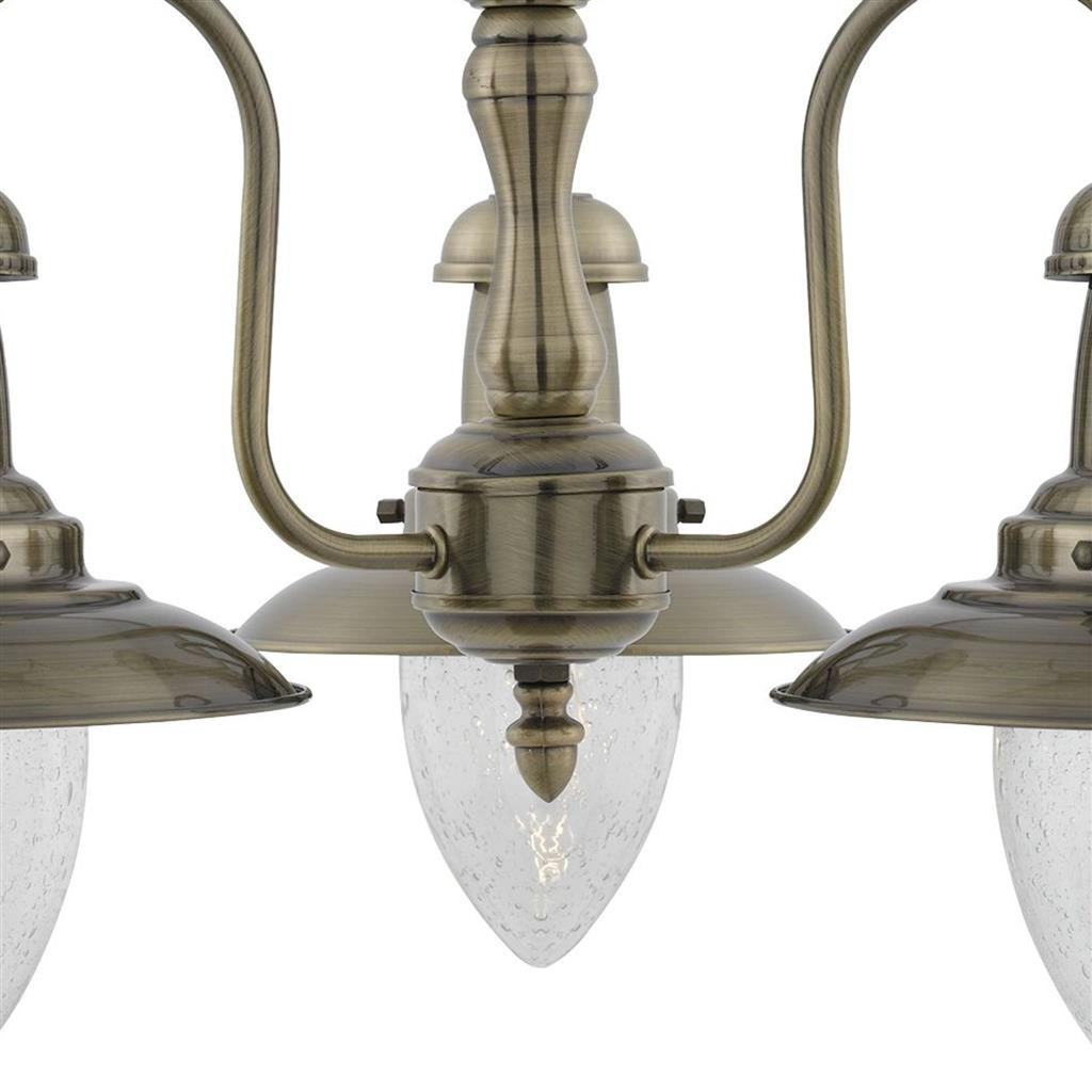 53333AB Fisherman II 3Lt Pendant Light - Antique Brass & Glass Shade RRP £169.00