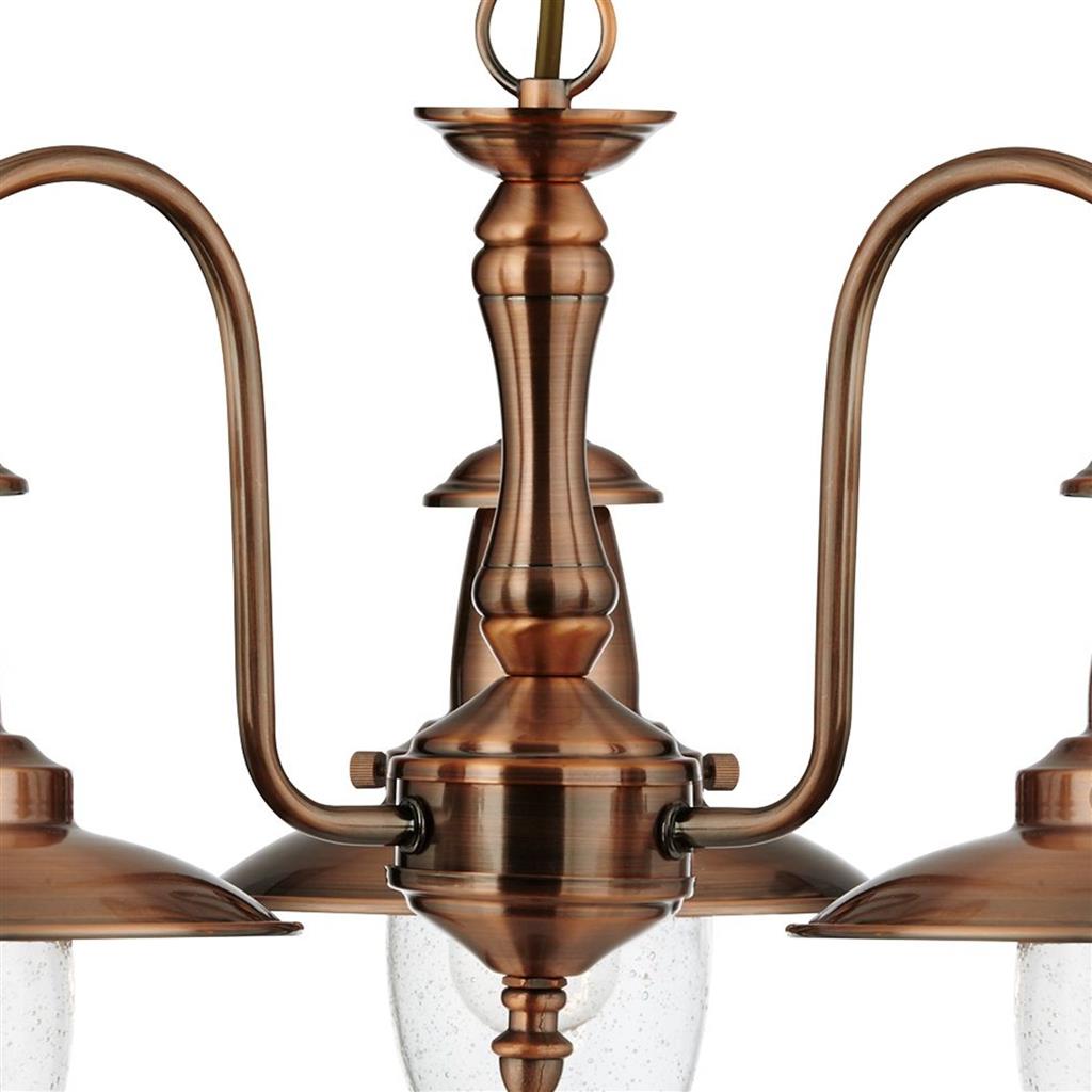53333CU Fisherman II 3Lt Pendant Light - Copper & Glass Shade RRP £169.00