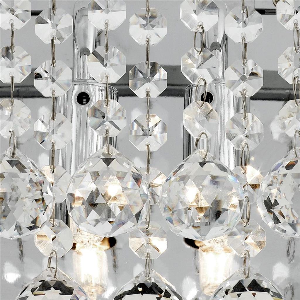 Searchlight 5402-2CC Hanna 2 Light Chrome Square Wall Light - Clear Crystal Ball