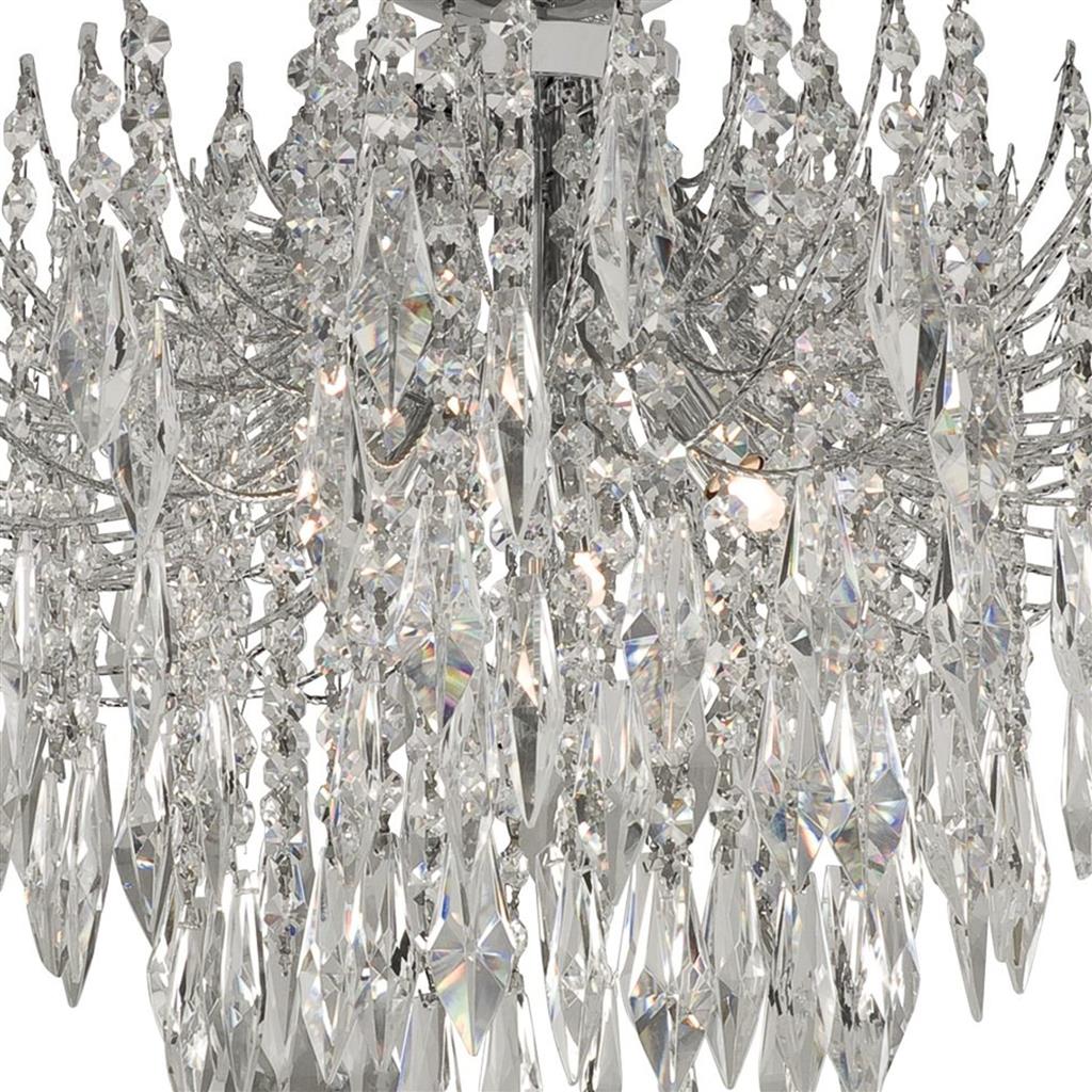 Searchlight 6134-4CC Waterfall - 4 Light Ceiling S/flush Chrome Clear Crystal