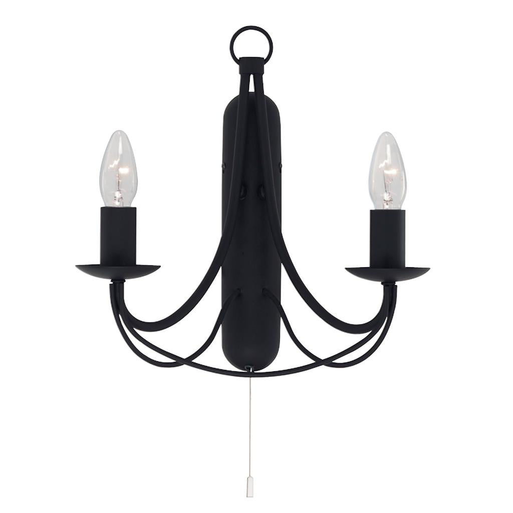 Searchlight 6342-2BK Maypole 2 Light Wall Light - Black Iron RRP £75.00
