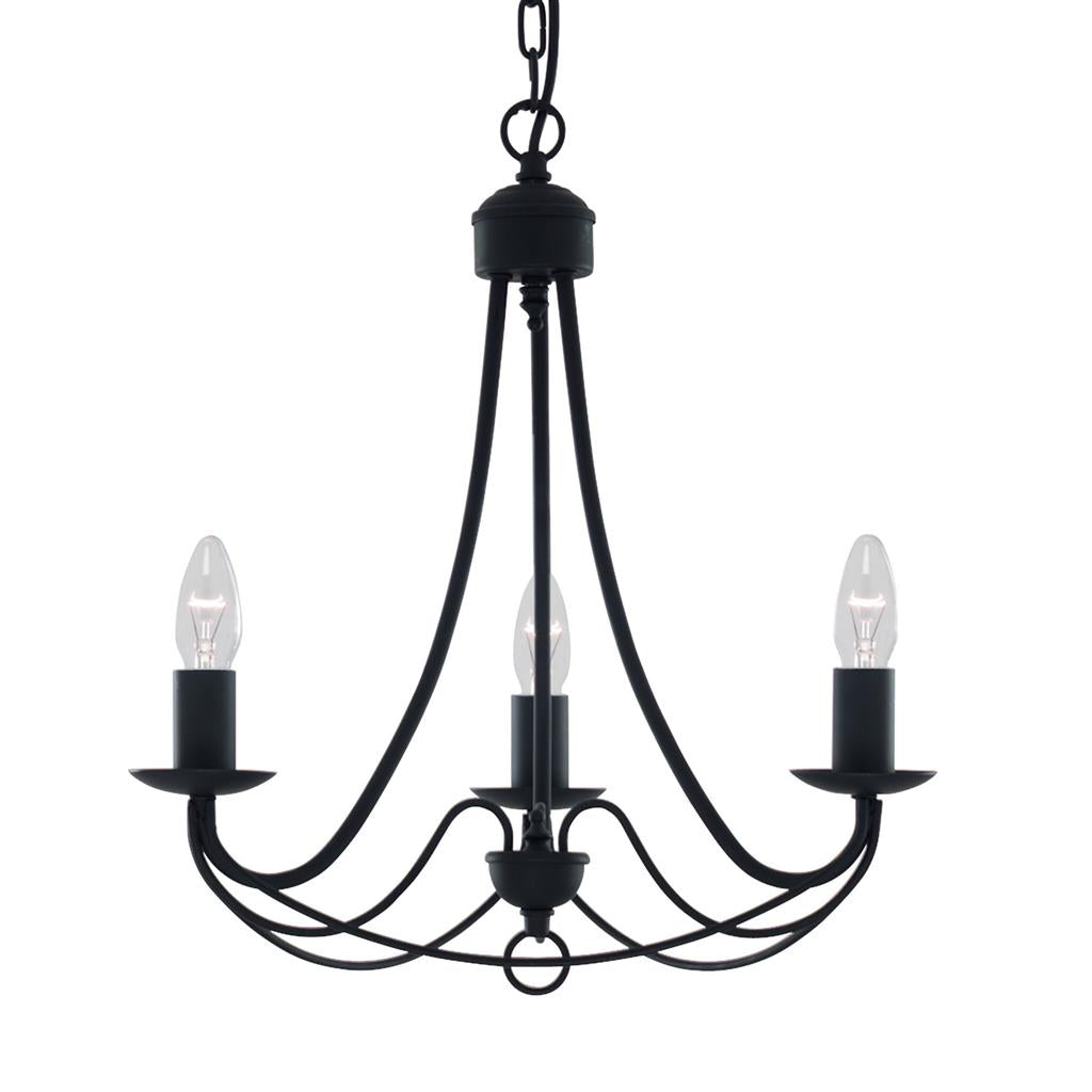 Searchlight 6343-3BK Maypole 3 Light Ceiling Pendant - Black Iron RRP £99