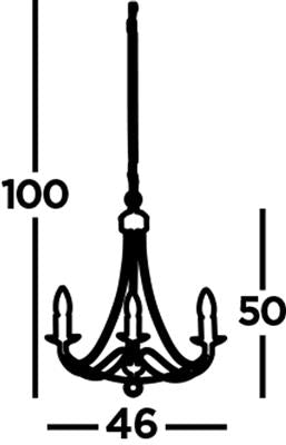 Searchlight 6343-3BK Maypole 3 Light Ceiling Pendant - Black Iron RRP £99