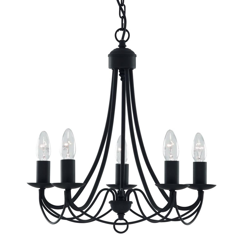 Searchlight 6345-5BK Maypole 5 Light Ceiling Pendant - Black Iron RRP £139.00