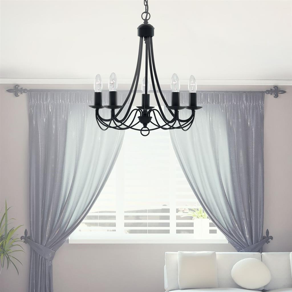 Searchlight 6345-5BK Maypole 5 Light Ceiling Pendant - Black Iron RRP £139.00