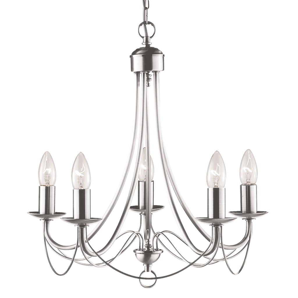 Searchlight 6345-5SS Maypole 5 Light Ceiling Pendant - Satin Silver RRP £139.00