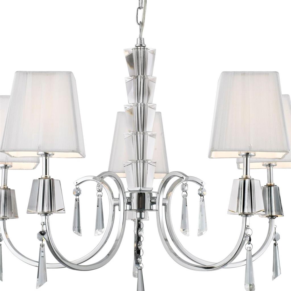 Searchlight 6885-5CC Portico 5 Light Ceiling Pendant- Chrome/Acrylic & String Shades RRP £359