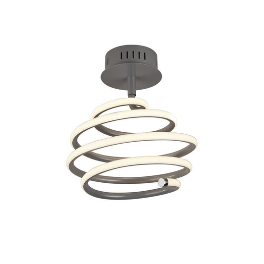 7457GY Swirl LED Semi-Flush Ceiling Light - Black Metal & Opal RRP £169.00