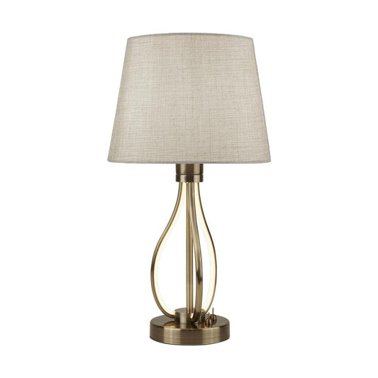 7484AB Vegas LED Table Lamp - Antique Brass & Hessian Shade RRP £109.00