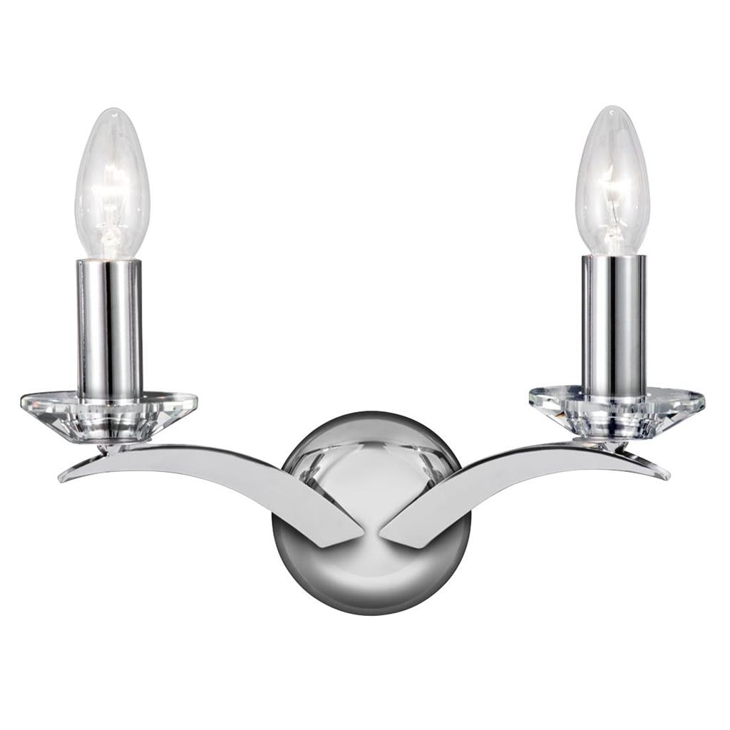 Searchlight 7542-2CC Kensington 2 Light Wall Light - Polished Chrome & Glass RRP £75.00