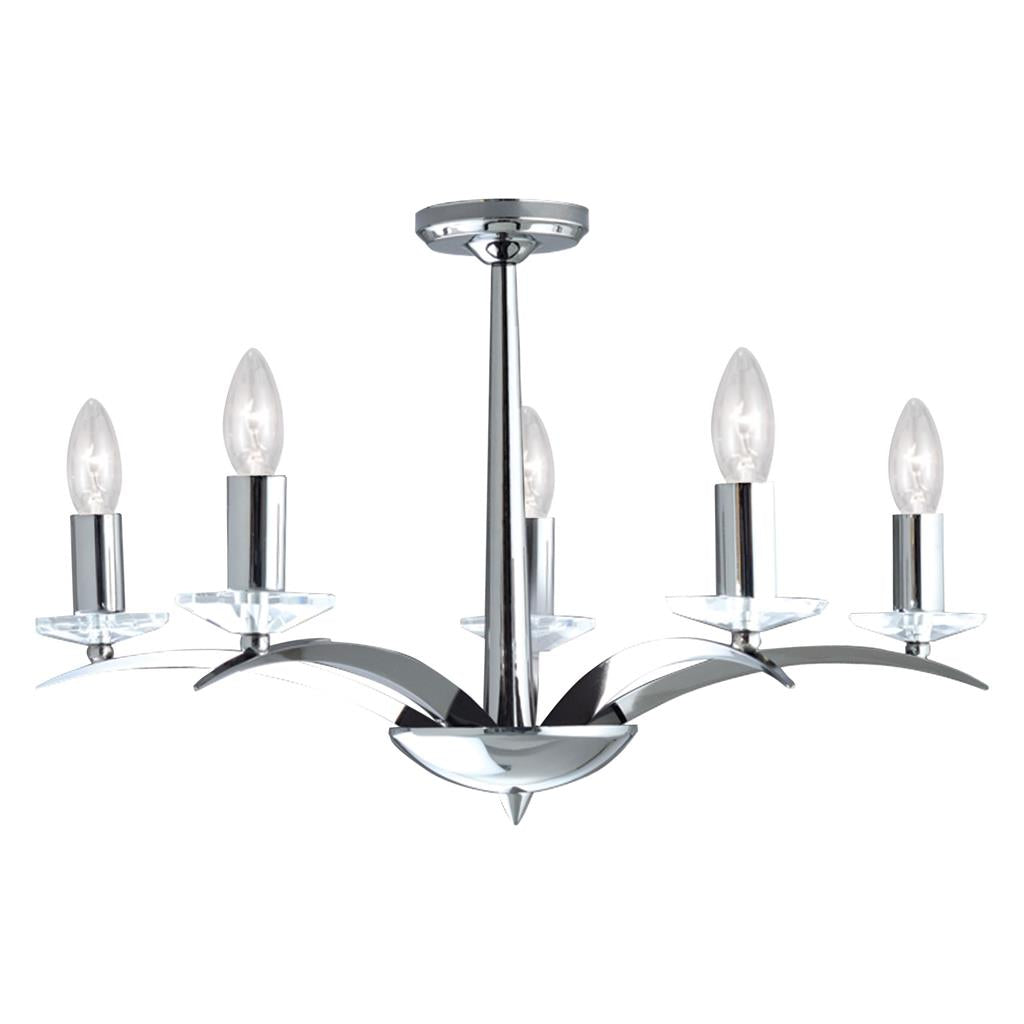Searchlight 7545-5CC Kensington 5 Light Ceiling Pendant - Polished Chrome & Glass RRP £225