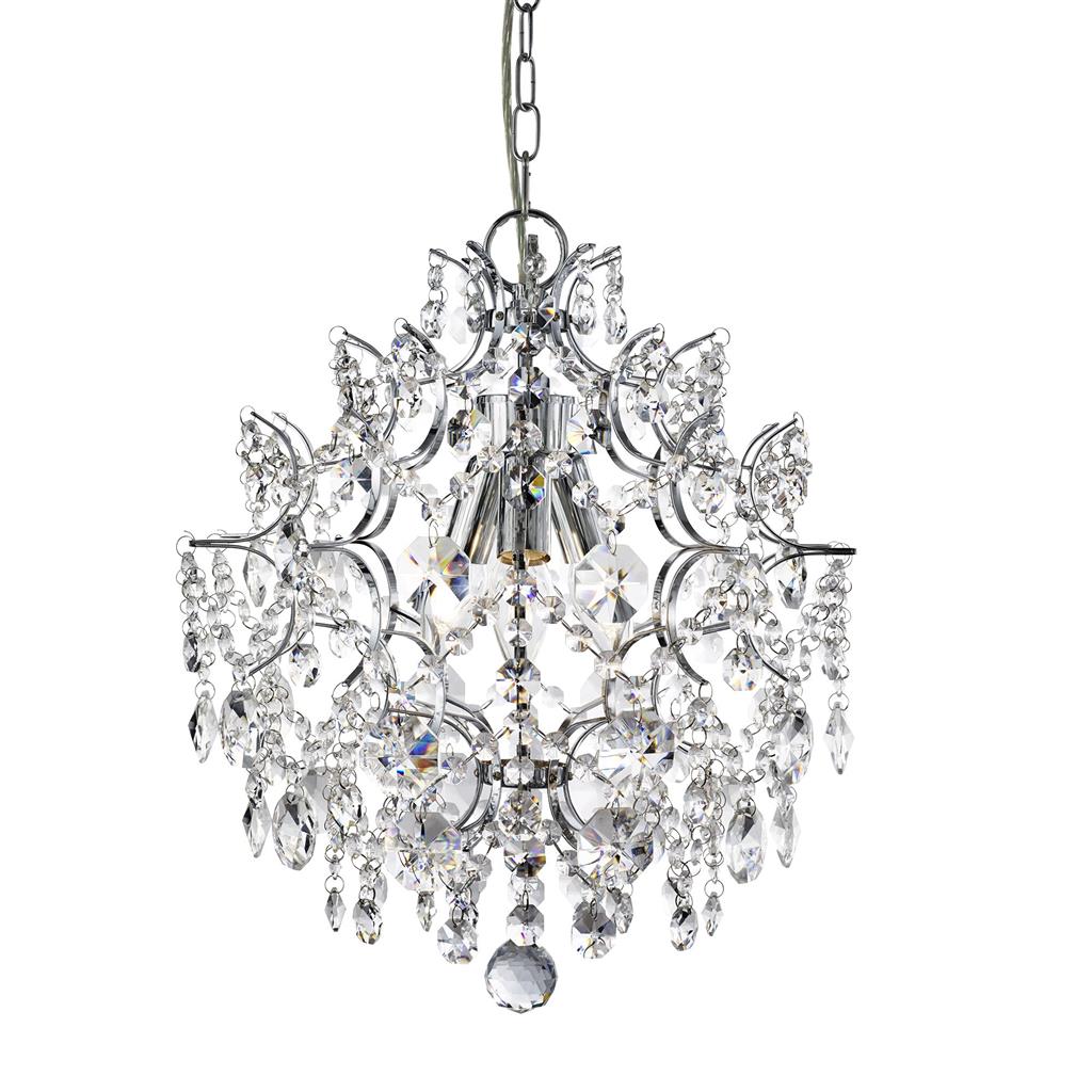 Searchlight 7673-3CC Harrietta 3 Light Pendant - Chrome, Crystal Drops and Buttons RRP £435.00