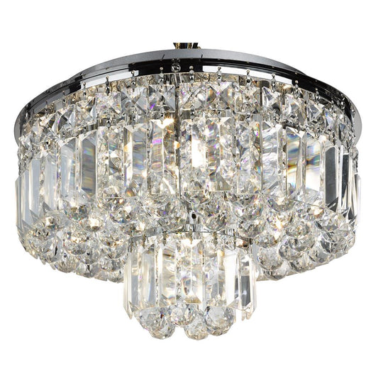 Searchlight 7755-5CC Hayley 5 Light Flush Chrome with Crystal Coffin & Ball Drops RRP £269.00