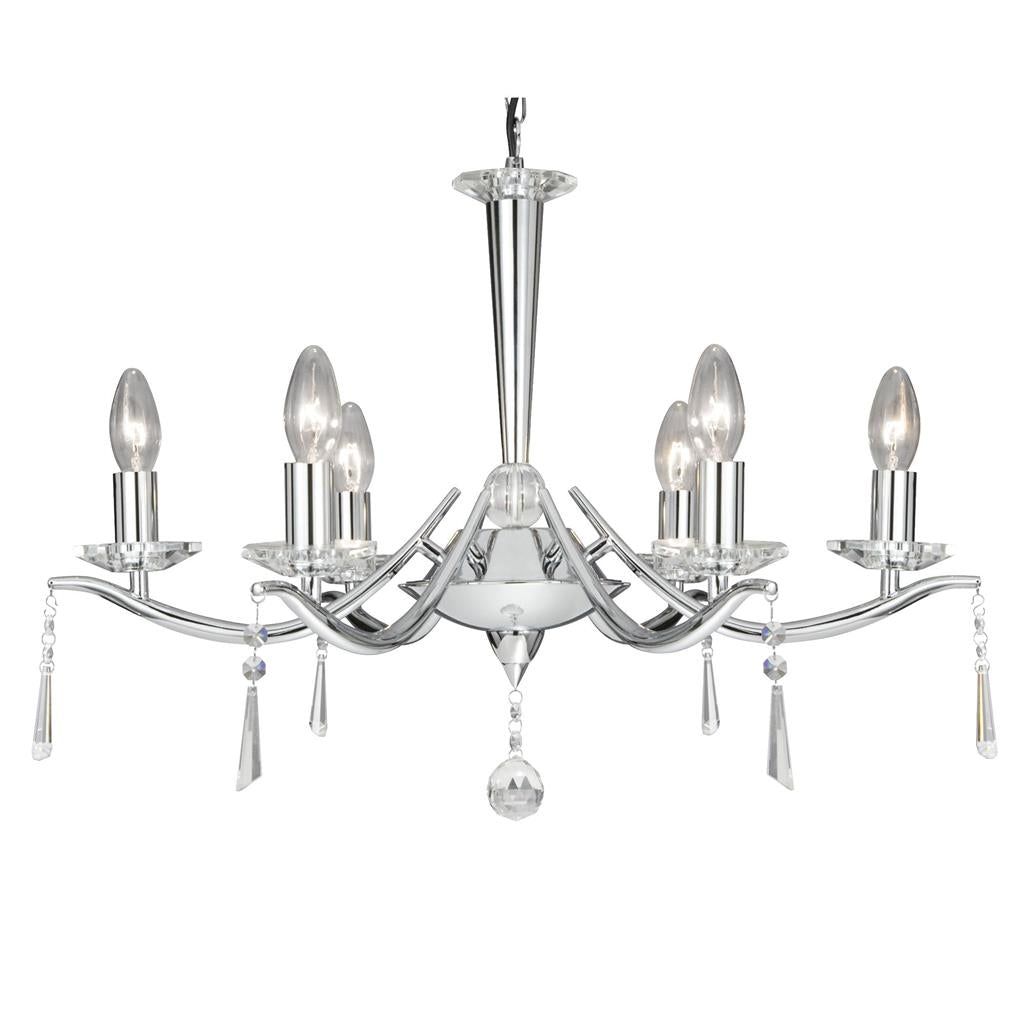 Searchlight 7956-6CC Arabella 6 Light Ceiling Pendant - Chrome & Glass Drops RRP £319.00