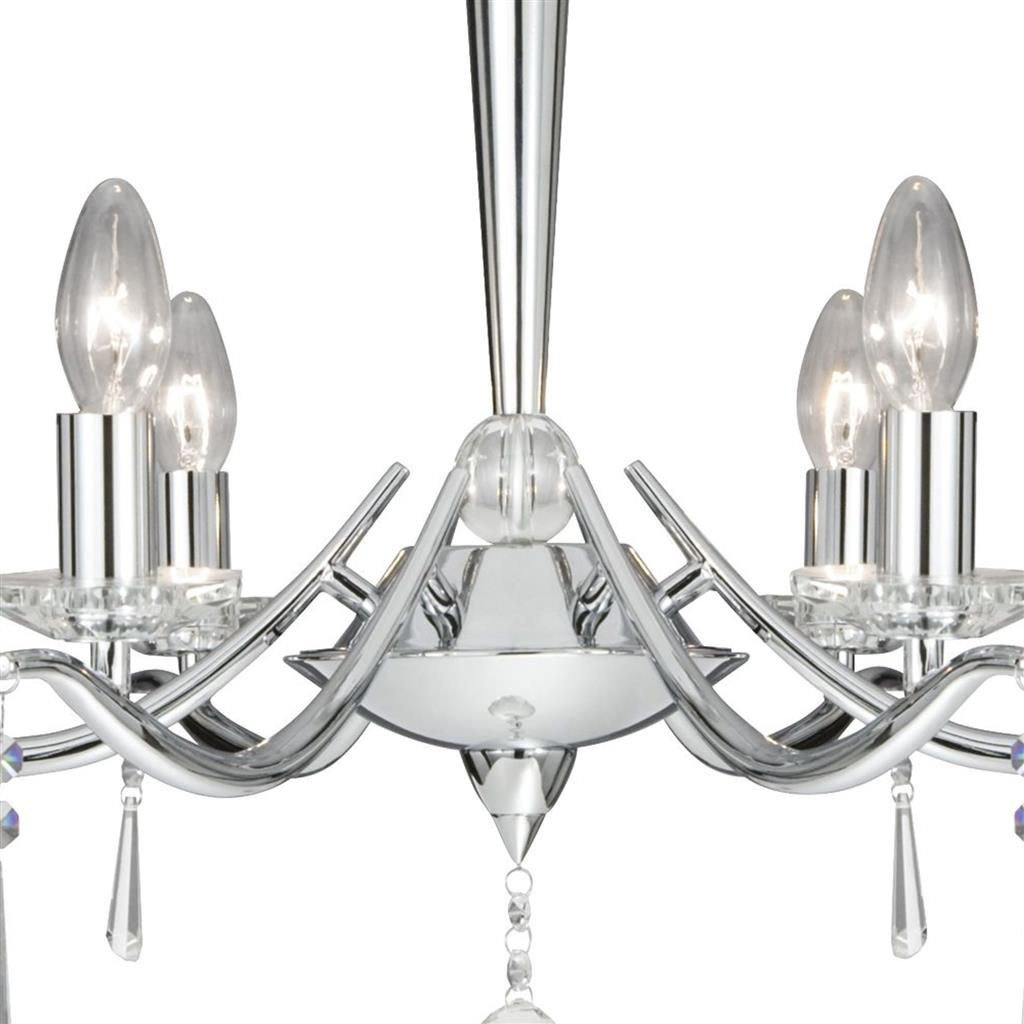 Searchlight 7956-6CC Arabella 6 Light Ceiling Pendant - Chrome & Glass Drops RRP £319.00