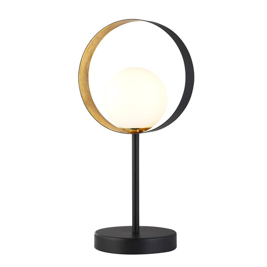 Searchlight 8141BGO Orbital Table Lamp - Black Metal, Gold Leaf & Opal Glass RRP £99.00