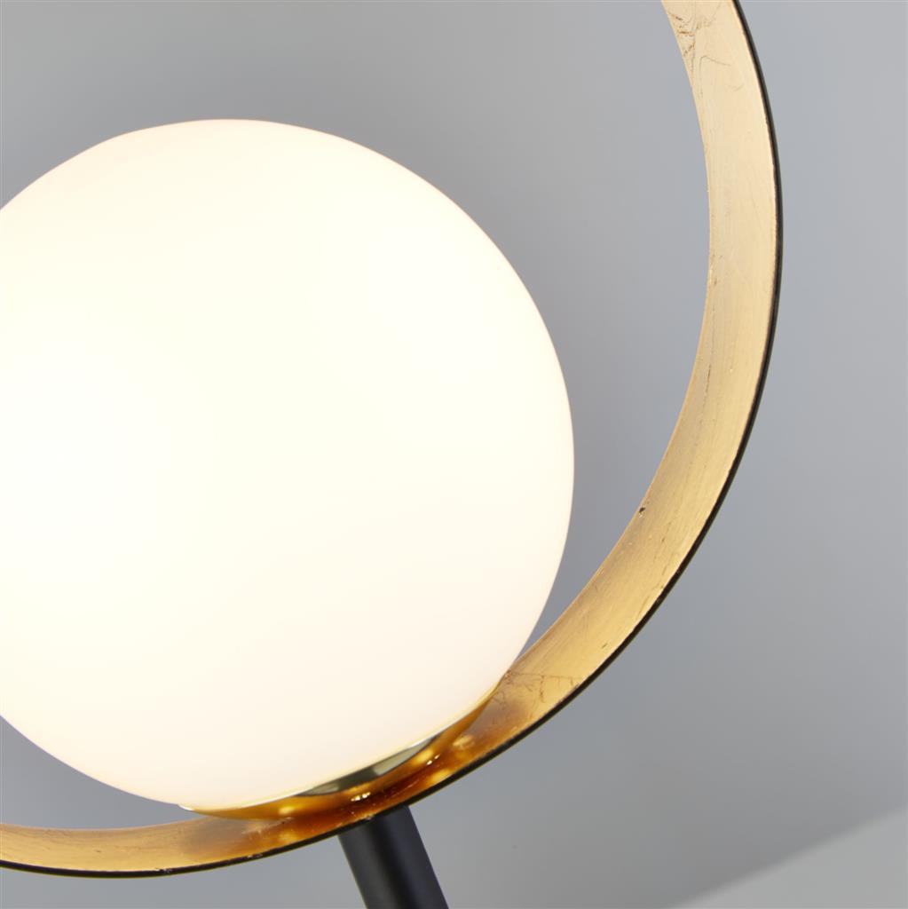 Searchlight 8141BGO Orbital Table Lamp - Black Metal, Gold Leaf & Opal Glass RRP £99.00