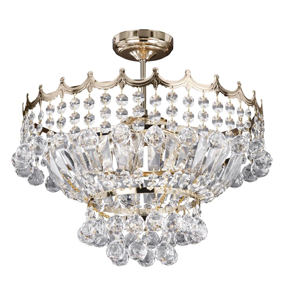 Searchlight 9113-39GO Versailles - 5 Light 39cm - Gold Frame Crystal Flush Chandelier RRP £329.00