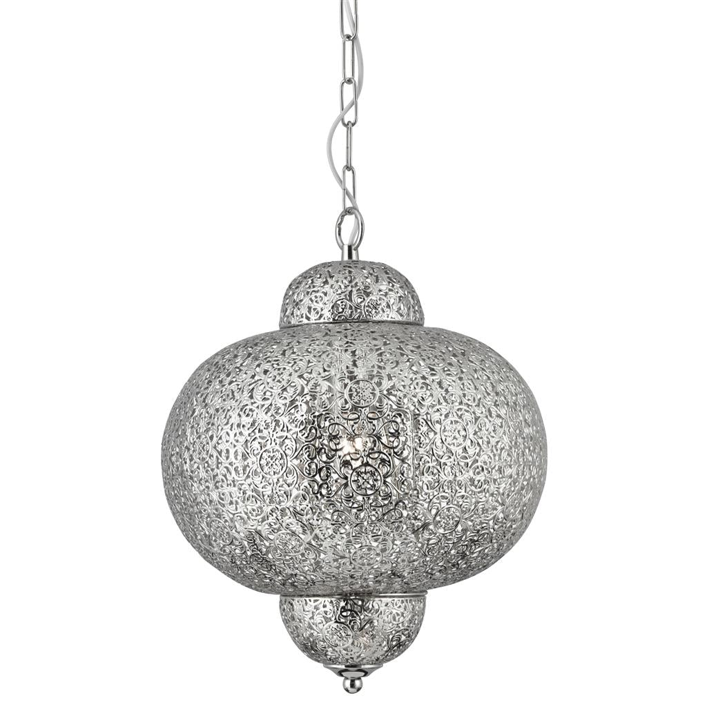 Searchlight 9221-1SS Fretwork Ceiling Pendant - Laser Cut Nickel RRP £169.00