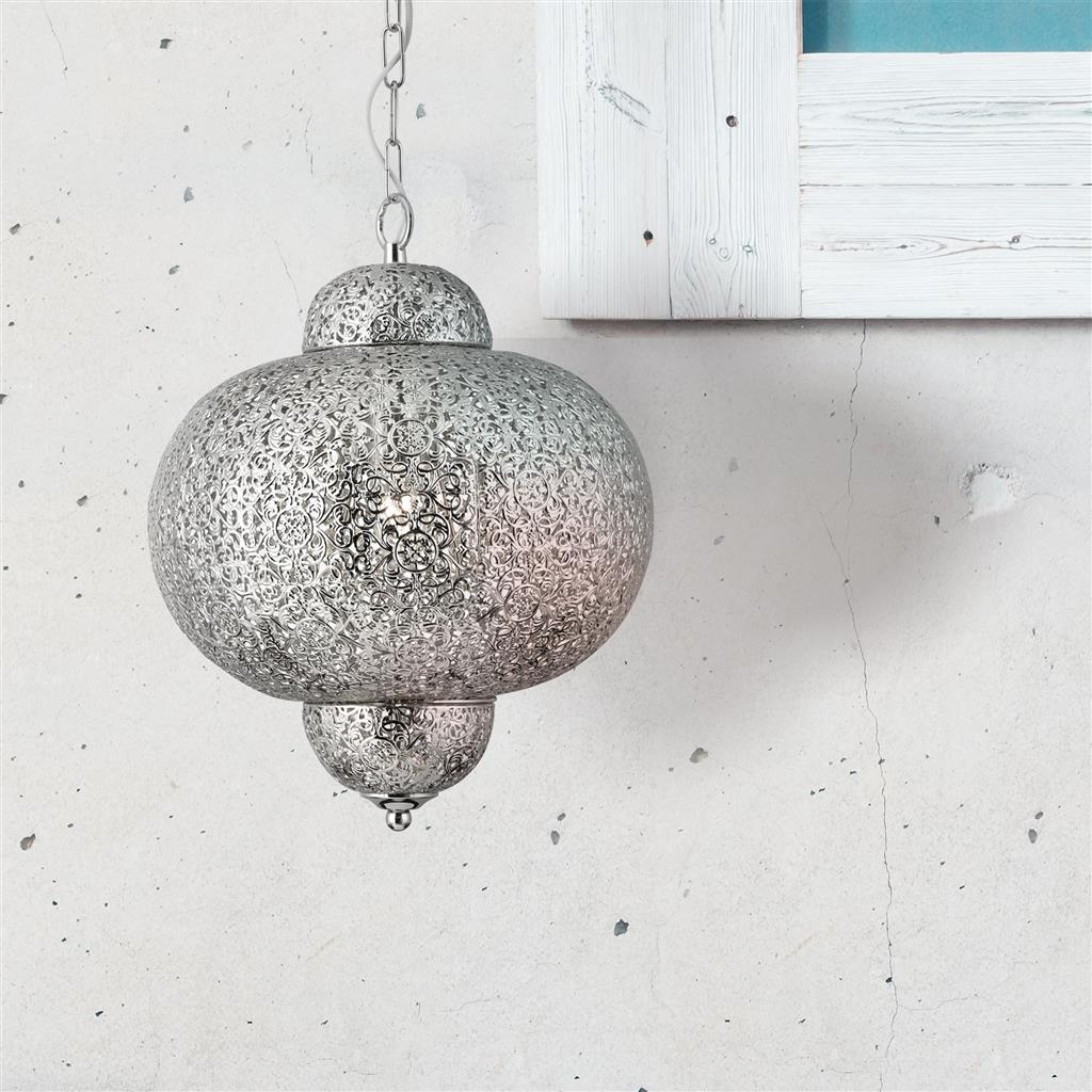 Searchlight 9221-1SS Fretwork Ceiling Pendant - Laser Cut Nickel RRP £169.00