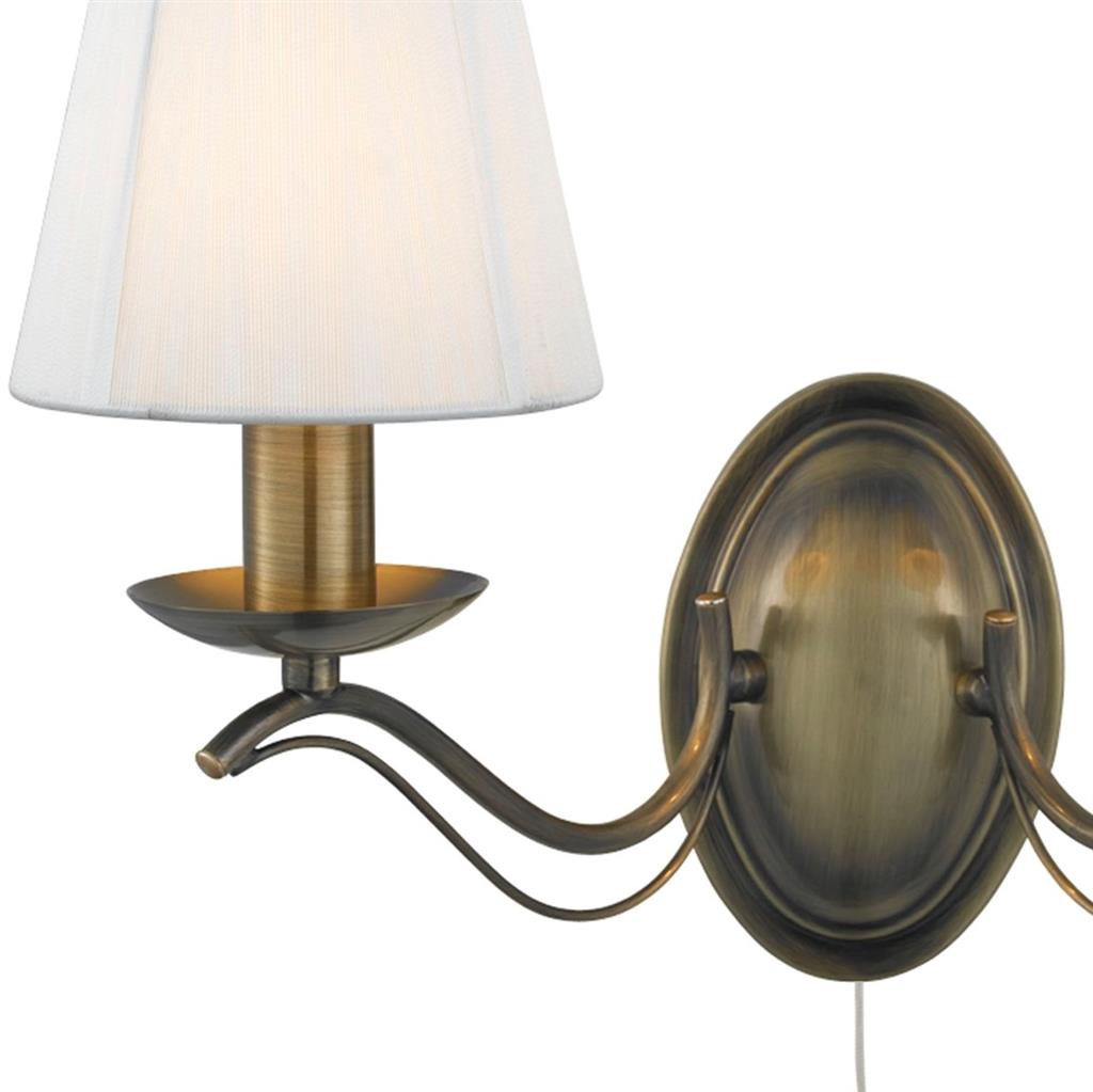Searchlight 9822-2AB Andretti 2 Light Wall Light - Antique Brass & Cream Shades RRP £75.00