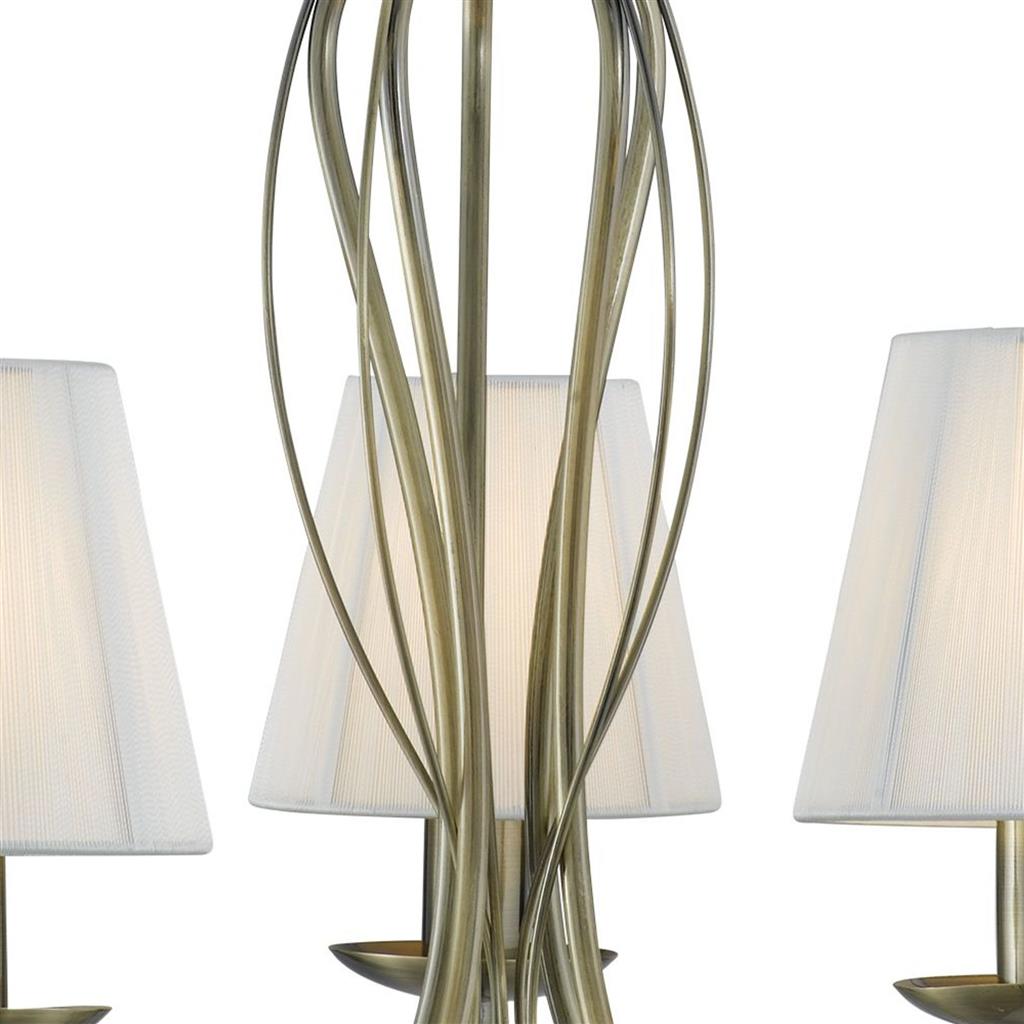 Searchlight 9825-5AB Andretti 5 Light Ceiling Pendant - Antique Brass & Ivory Shades RRP £199