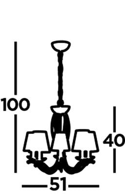 Searchlight 9825-5AB Andretti 5 Light Ceiling Pendant - Antique Brass & Ivory Shades RRP £199