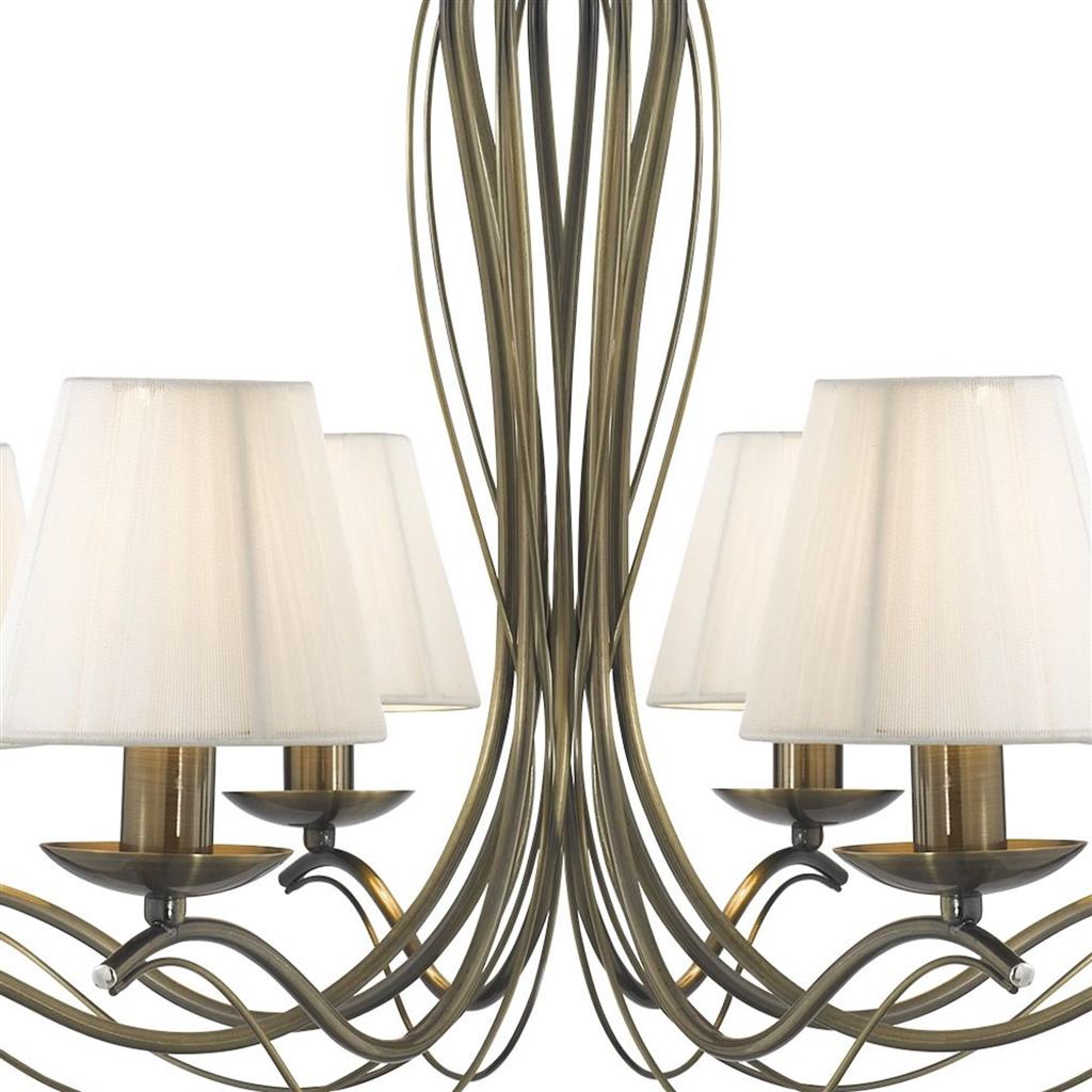 Searchlight 9828-8AB Andretti 8 Light Ceiling Pendant - Antique Brass & Ivory Shades RRP £329