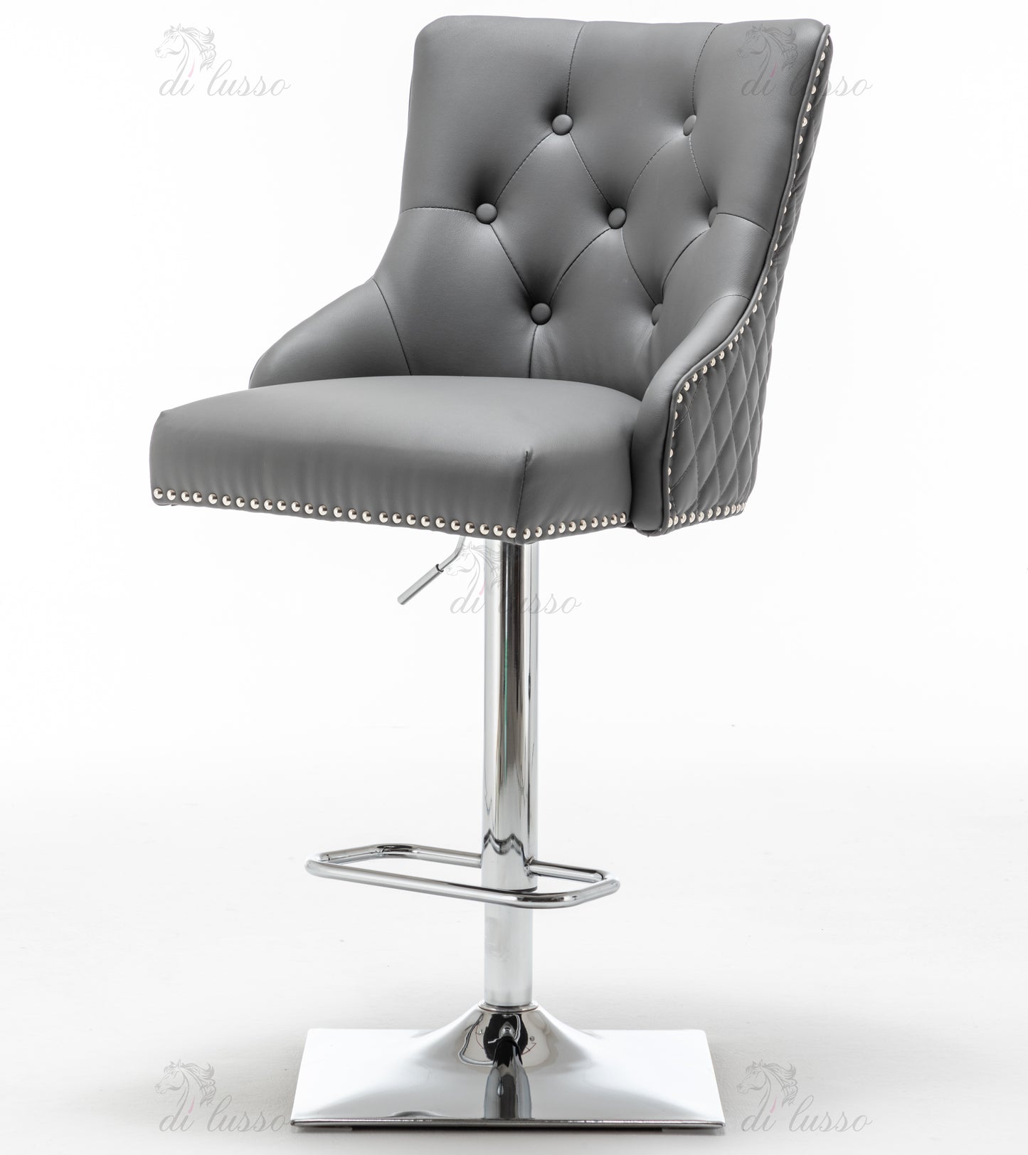 PU Grey Round Knocker Bar Stool