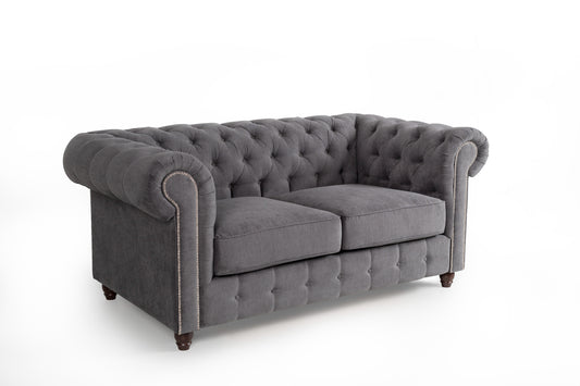 Chesterfield Grey 2 Seater Sofa Bed