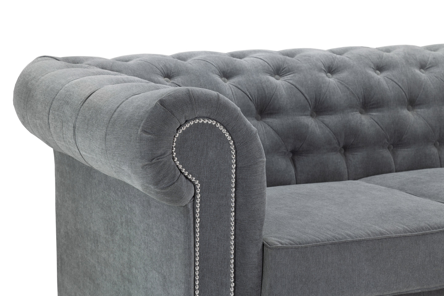 Chesterfield Grey 2 Seater Sofa Bed