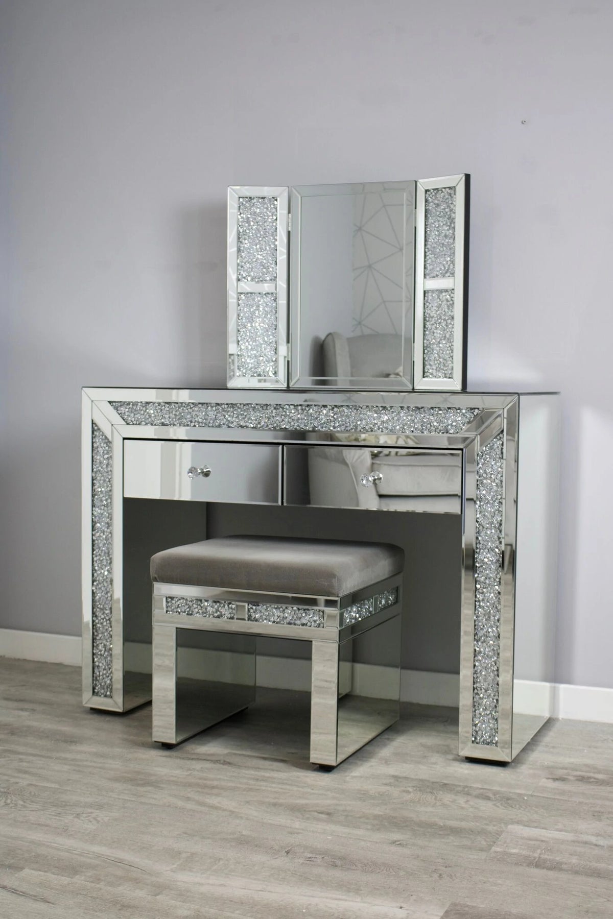 Crushed Diamond Dressing Table Set