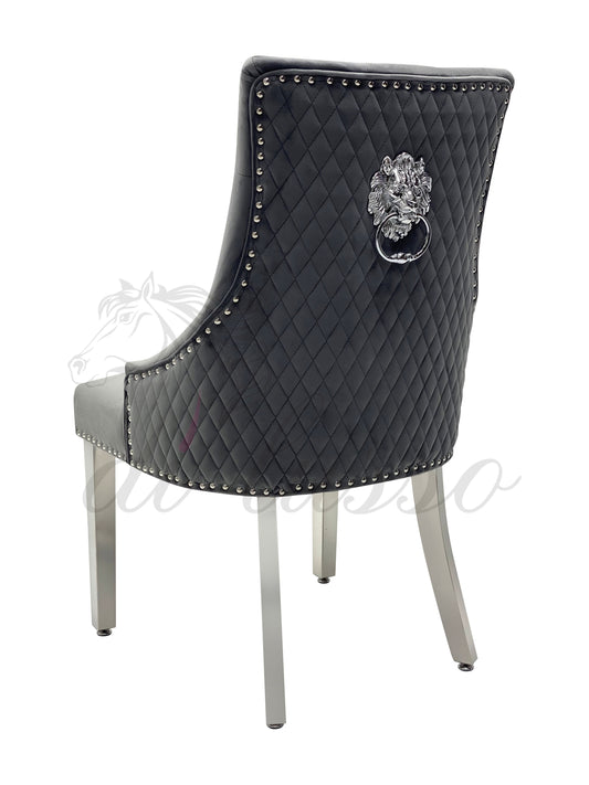 Paris Plush Velvet Grey Dining Chairs