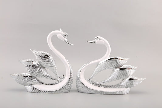 Swan Pair White Silver