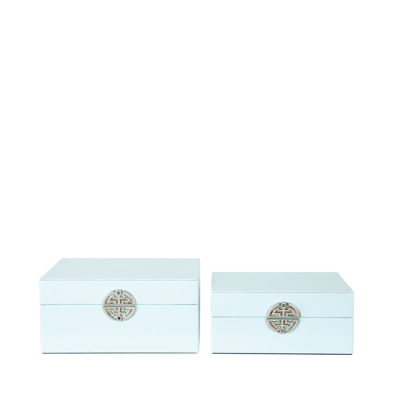 Set Of 2 Faux Leather Storage Boxes