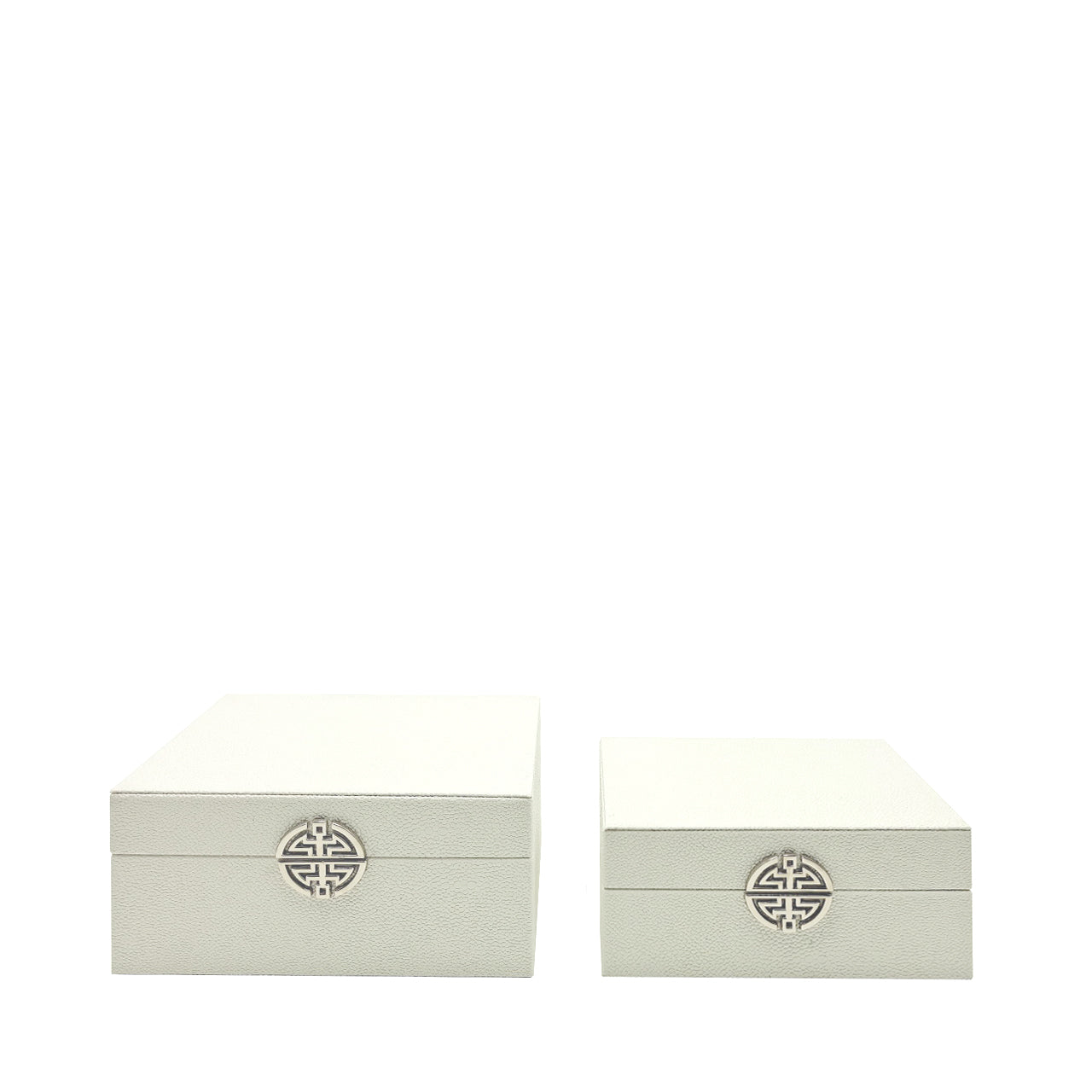 Set Of 2 Faux Leather Storage Boxes