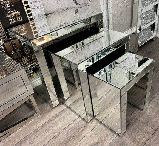 Set of 3 Mirror Nest Of Tables