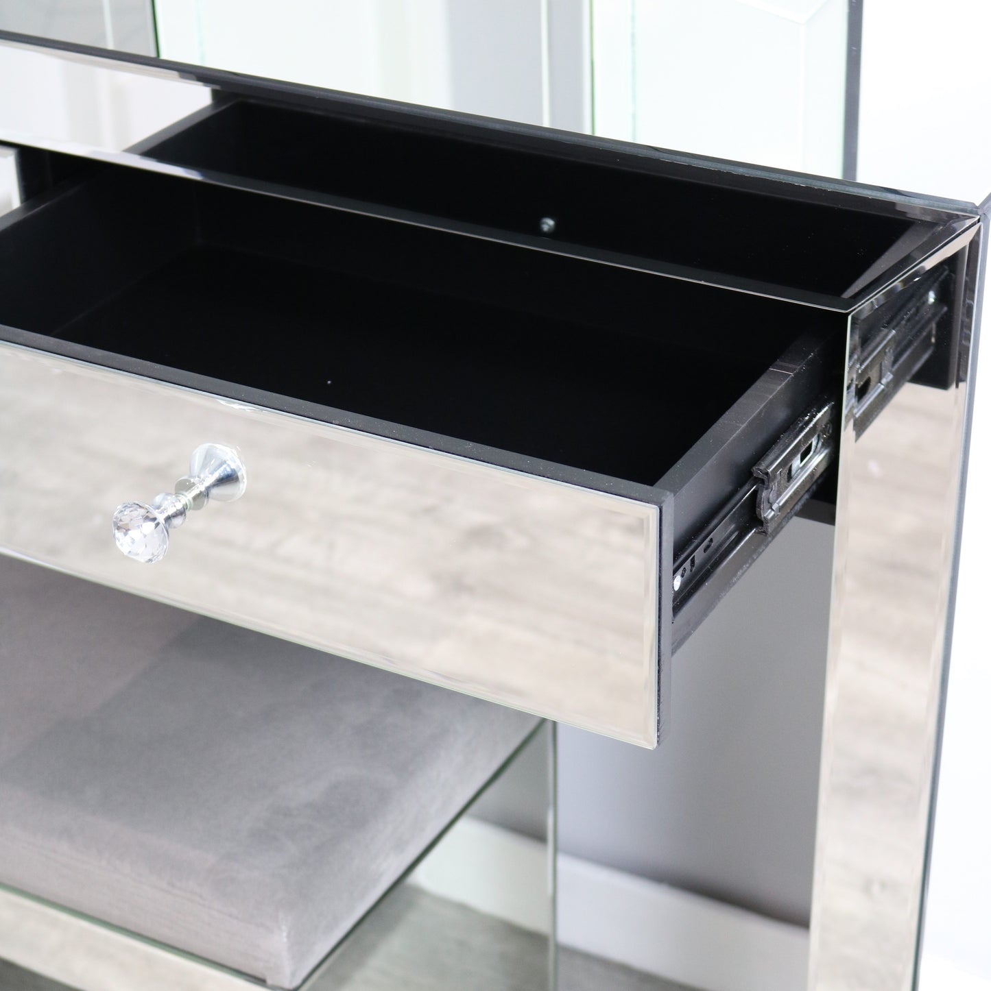 2 Drawer Mirrored Dressing Table Set